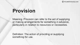 Provision Meaning