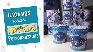 Pringles PERSONALIZADAS, como decorar envases de papitas con papel adhesivo, tema FROZEN 2