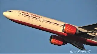 Air India Boeing 777-300ER (VT-ALO) takeoff from LHR/EGLL (London - Heathrow) RWY 27R