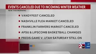 Events cancelled due to winter storm
