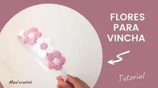 VINCHA CON FLORES TEJIDAS A CROCHET
