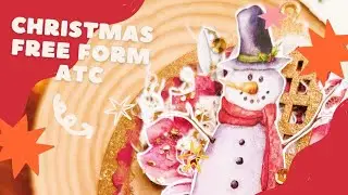 Christmas free form ATC tutorial. МК новогодние АТС свободной формы.