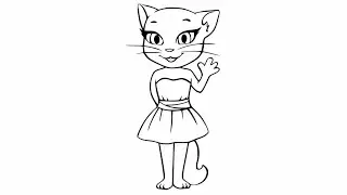 How to Draw Talking Tom | Easy and Simple Talking Tom Drawing | KK KIDS
