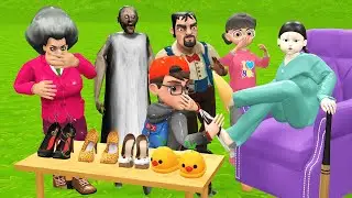 Scary Teacher 3D vs Squid Game False Shoes Squid Game Doll Nice or Error Challenge Who's Boss