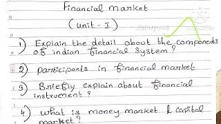 Financial market unit 1 important questions anna university MBA 3rd sem