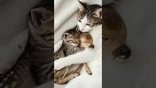 A Mother Cat Protects Every Little One in Her Loving Embrace #Cats #Motherhood #CutePets