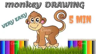 Monkey drawing for kids in 5 minutes/ very easy drawing  for beginners #art #monkey #trending