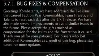 MK Mobile 3.7.1 BUG FIXES & COMPENSATION REWARDS. Thanks Raiden & MK Mobile Team