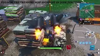 FORTNITE CHALLENGE SEASON 8 | WEEK 10 | FOLLOW & SEARCH THE TREASURE MAP SIGNPOST IN JUNK JUNCTION
