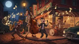 Jazz Animals on a Moonlit Street | The Joy of Nighttime Melodies