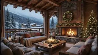 Fireplace & Snowfall Ambience ❄️ Cozy Winter Cabin with Soft Piano