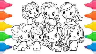 Cute Little Pony Coloring Pages | RainbowDash Applejack Twilightsparkle Fluttershy Pinkiepie