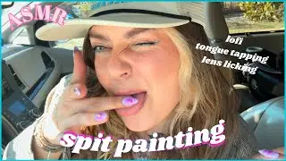 ASMR- lofi fast & aggressive spit painting (lense licking, tongue tapping, stuttering)