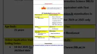 IIT Hyderabad లో ఉద్యోగాలు//#jobs