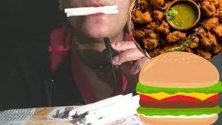 ASMR MUKBANG // 6/11/2021 pakoda with bargar🤤🤤🤤🤤🤤
