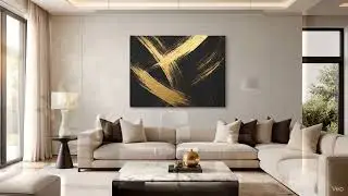 Golden Echo - Modern Abstract Gold Brushstroke Canvas Art