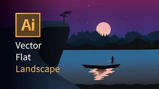 Adobe Illustrator CC Tutorials -Beautiful  Landscape Vector Illustration