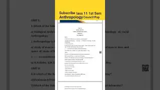WB HS Class 11 1st Semester Anthropology Council Model Paper 2025 | Solved & Suggestion
