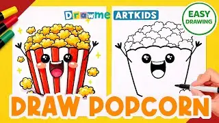Draw a Cute Popcorn 🍿 | Easy Drawing for Kids