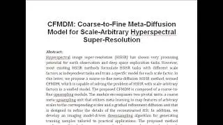 CFMDM Coarse to Fine Meta Diffusion Model for Scale Arbitrary Hyperspectral Super Resolution