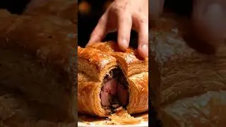 Flaky crust, perfect pink core. #BeefWellington #ASMR #Satisfying #OddlySatisfying #Pastry #Flaky