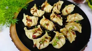 Chicken Momo Recipe in a pan | Chicken Dumplings | Chilli Garlic Momos Recipe