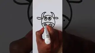 How to draw a circle 😶Bull 🐮 face#howtodraw #kidsdrawing #shorts