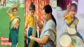 How to  Drape Saree Easy for kid's FARMER'S Day Celebration | Saree Draping video 