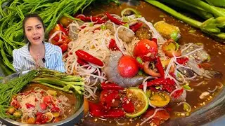 ตำขนมจีนกุ้งสด กินไปคุยไปตามสไตล์วินนี่ นานๆมาทีอย่าตกใจสิวแม่นะ 😄😄😄
