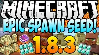 ★ Minecraft 1.8.3 Seeds: 14 DIAMONDS, 2 TEMPLES, 2 DUNGEONS, MINESHAFT, VILLAGE AT SPAWN! (1.8 Seed)