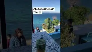 Tasting Local Mint Tea at Cafe Hafa, Tangier Morocco 🍵🇲🇦 #shorts