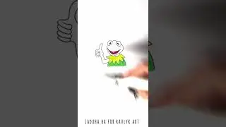 🐸 Kermit the Frog Sketching 🎶 Simple Character Drawing 👑🎬 #shorts #drawing #RavlykArt