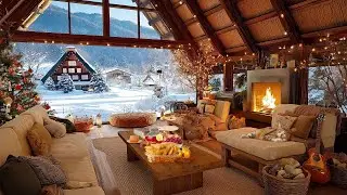Cozy Winter Village Cabin ❄️ Fireplace & Beautiful Relaxing Music - Soothing Instrumental Music