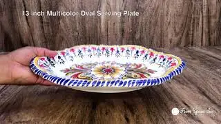 FromSpain 13 inch Multicolor Oval Serving Plate