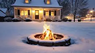Winter Night Campfire Ambience ❄️🔥 Relaxing Fire Sounds for Sleep