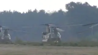 Exercise joint warrior 1 of 4 RAF Chinooks on ground startsup  Woodbridge 4apr17 1156a