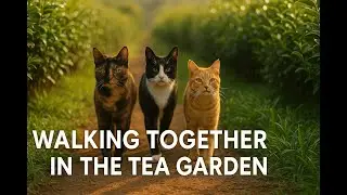 MountainCat-GuardianCat Walking together in the tea garden