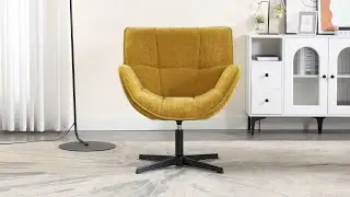 360&deg; Drehsessel Wohnzimmer,  Polstersessel mit Dicker Sitzfl&auml;che, Moderner Loungesessel, Gelb