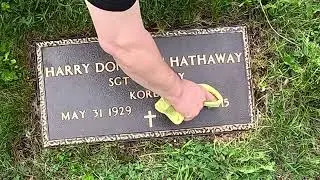 Cleaning Bronze Memorials For Veteran Harry Donavon Hathaway and Veteran James B Stewart