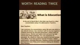 What is education? A letter found in a Nazi concentration camp addressed to teachers