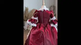 Children Red Gold Floral Lace Lolita Princess Birthday Holiday Dress for Girls #girlsholidaydress