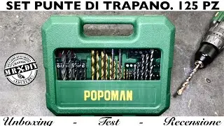 POPOMAN. Set punte di trapano avvitatore e inserti 125 pezzi. MTH400. Teccpo Brushless. Screw finder