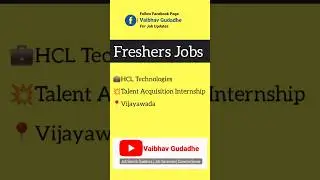 HCL Technologies | Talent Acquisition Internship Vijayawada #hcltechnologies #internship #vijaywada