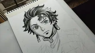 Tanjiro sketch charcoal medium 🫥