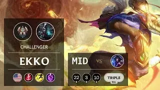 Ekko Mid vs Ahri - NA Challenger Patch 9.18