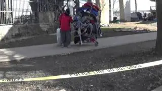 Crime Scene Tape put up during Police Raid on Homeless Camp in Portland
