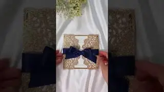 elegant rose gold and navy blue glitter wedding invitations with gold glittery mirror paper bottom