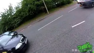 Taxi NEAR MISS with biker!