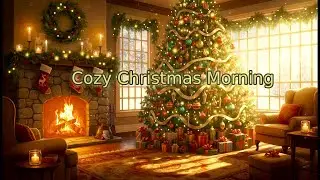 Cozy Christmas Morning Fireplace 🎄 8 HOURS Jazzy Christmas Music, Crackling Fire & Snow |