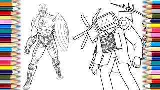 COLORING SKIBIDI TOILET TITAN TVMAN VS Captain America Avengers superhero🇺🇸#skibiditoilet 🔥🇺🇸